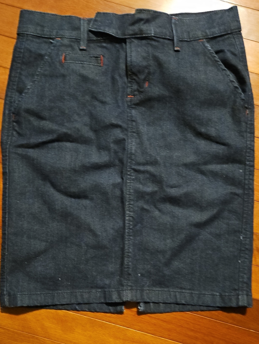5FOR$30 Old Navy Dark Indigo Denim Skirt with Red Stitching Detail